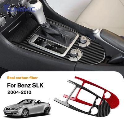 Real Soft Carbon Fiber For Mercedes Benz SLK R171 2004 2005 2006 2007 2008 2009 2010 Car Central Control Gear Shift Trim Sticker