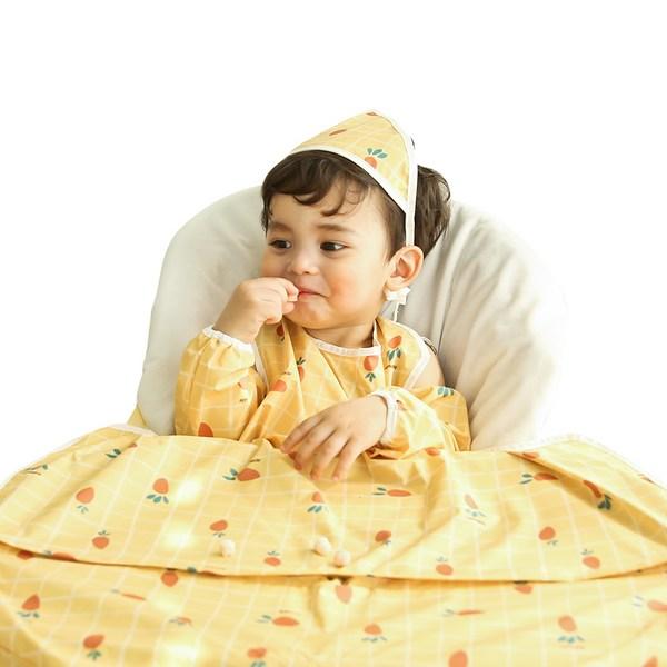 Babyclaw vattentät haklapp för barnmat med lång ärm och dragkedja, morotsgul, 1 st, 1 st