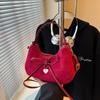 Retro suede dumpling bag new shopping trip portable bow versatile shoulder bag