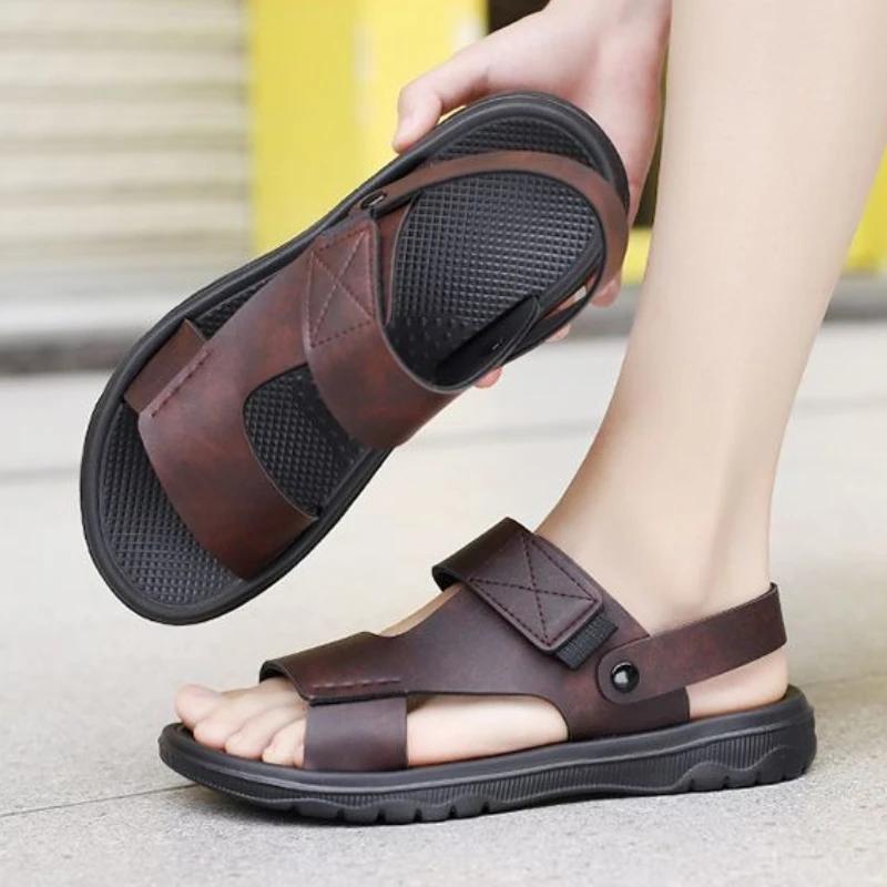 Plateausandalen Mann Echtes Leder Weiche Eva Sabot Schuhe Strand Hohe Qualität Billig Ausverkauf Original Hausschuhe für Männer