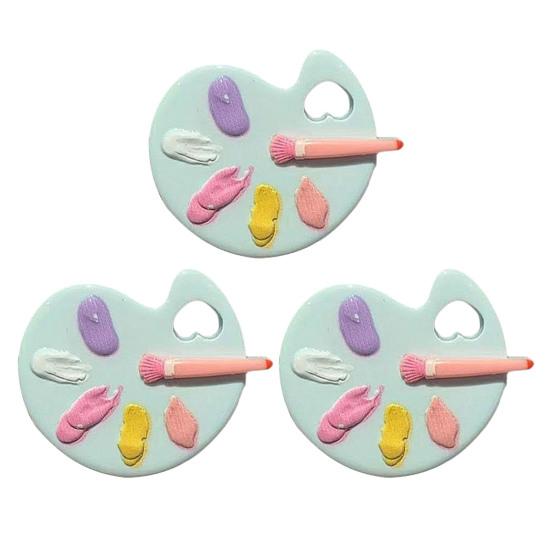 3Pcs Girl Hairpin Macaron Colors Palette Shape Resin Hair Clip Stable