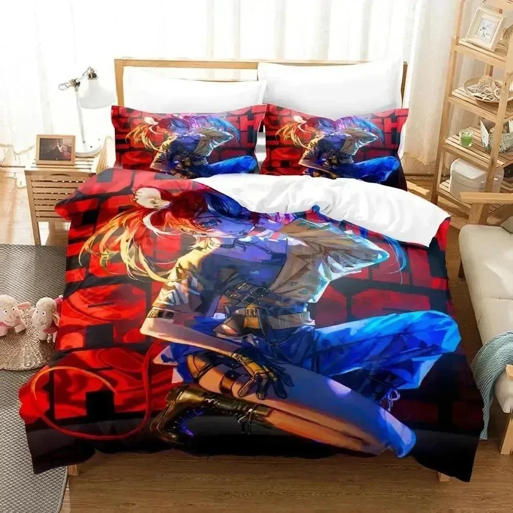 3D Print Anime Hakos Baelz Printed Bed Set Duvet Cover Pillowcase Bedding Set Bed Linen Sheet Quilt Cover Full Queen King Size