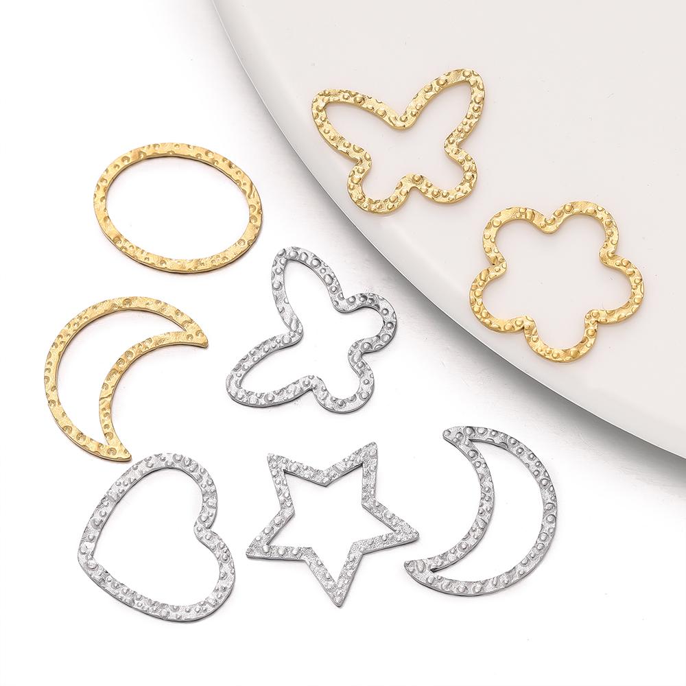 6pcs Gold Color Stainless Steel Geometric Bezel Frame Charms Pendants for DIY Earring Necklace Jewelry Making Findings Supplies