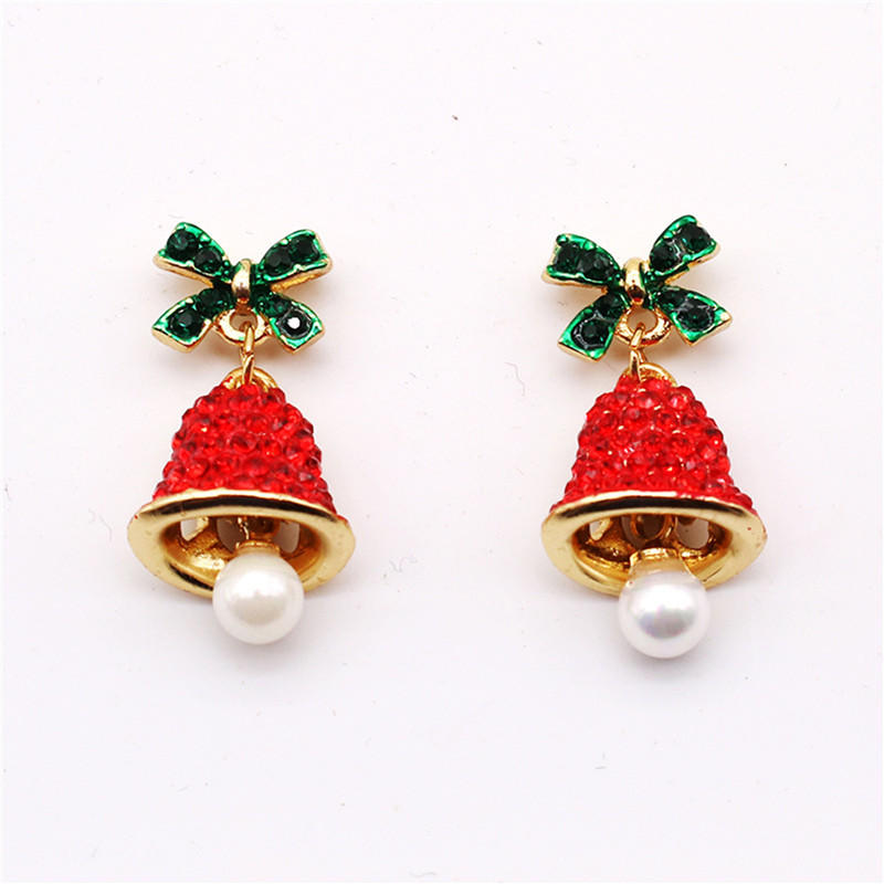 Women Fashion Christmas Bow Wind Chime Earrings Holiday Statement Dangle Earrings Xmas Jewelry Gift