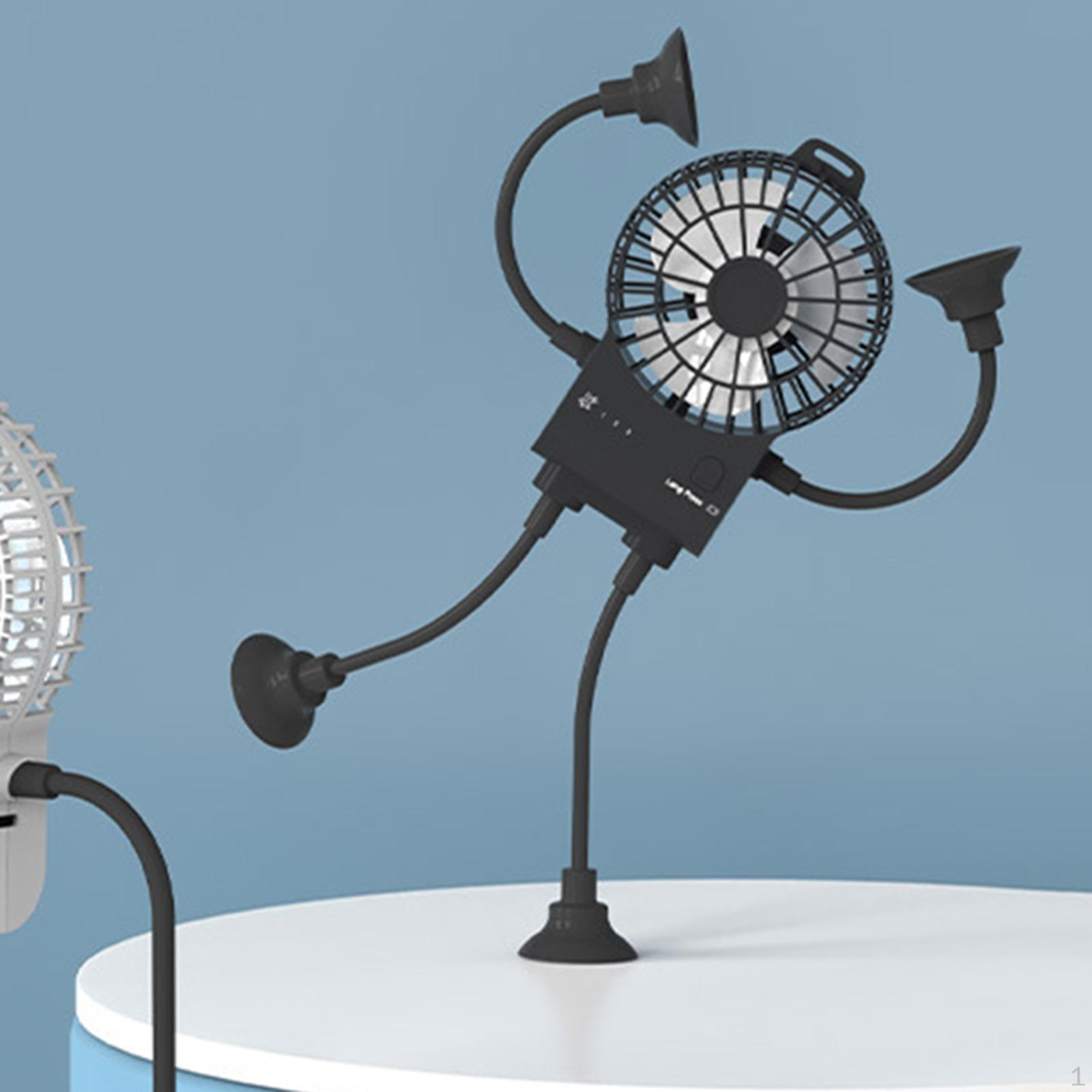 

Portable Robot Fan with Suction Cup, Foldable, Lightweight, Creative, Adjustable Desktop for чорний