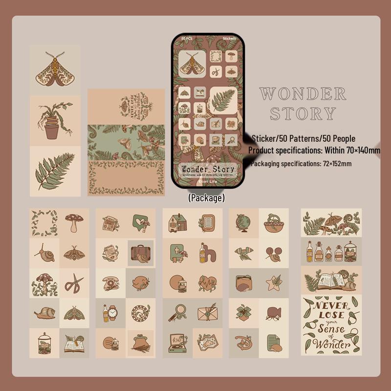 Yi Niao Beautiful Story Retro Sealing Stickers, DIY Journal Decorative Die-Cut Set