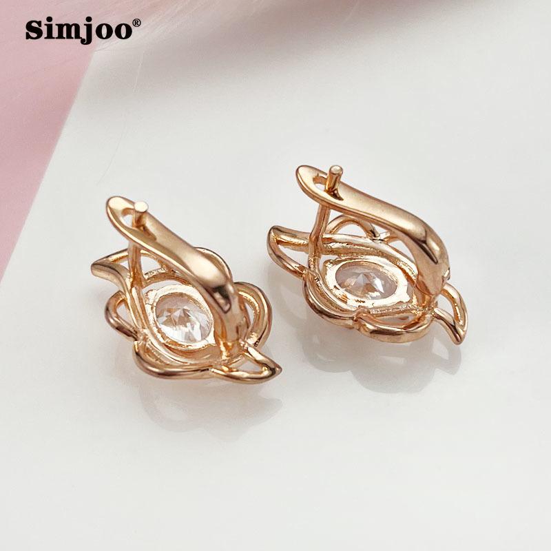 SIMJOO Zircon Earrings for Ladies Fashion Flower Crystal Jewelry