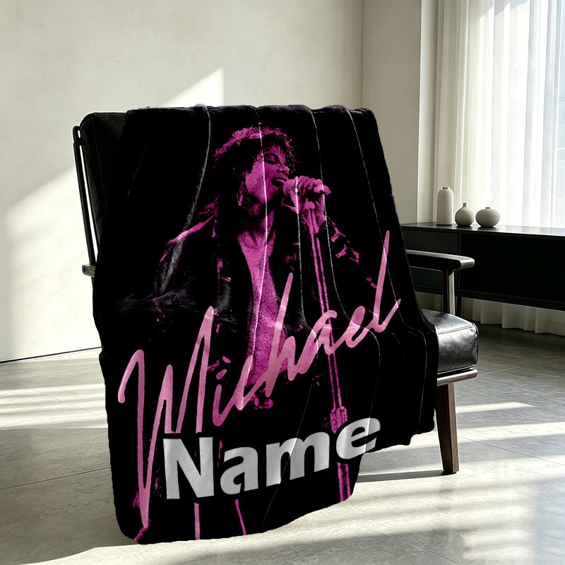 Custom Name Personalized Michael Jackson Print Blanket, Home Decor, Bedroom, Sofa, Camping, Couch, Gifts for Birthday Christmas
