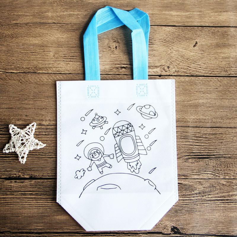 Non-Woven Graffiti Bag Diy Garbage Sorting Bag Children'S Hand-Painted Production Coloring Painting Handbag Material