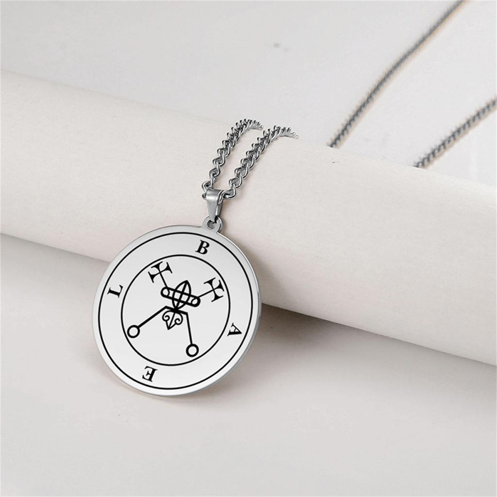 EUEAVAN Vintage Solomon Seal Pendant Necklaces Stainless Steel Silver Color King Asmoday Demon Sigil Amulet Jewelry Gifts