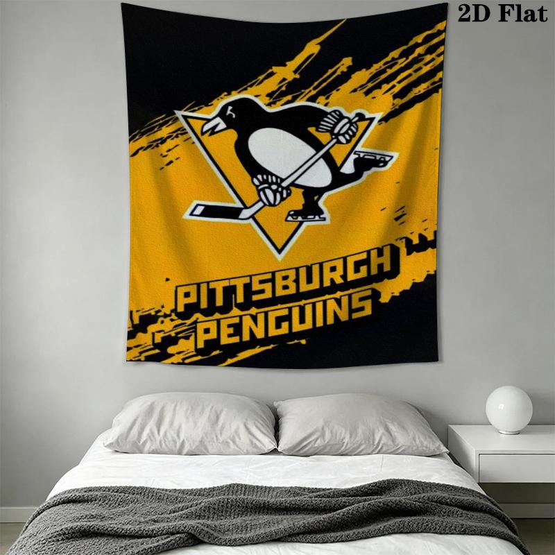 Pittsburgh Penguins Wall Tapestry Aesthetic Wall Hanging Printed Fabric Blanket Decorative Tapestries for Bedroom Living Room Home Decor
