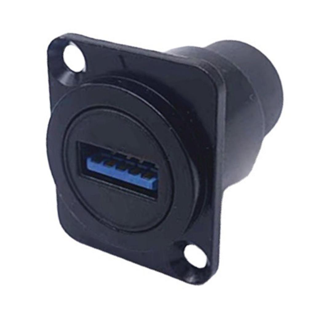 USB3.0 Panel Mount Connector Female To Female Stable Data Transmission D Type USB Socket for 86 Cabinet Panel Black