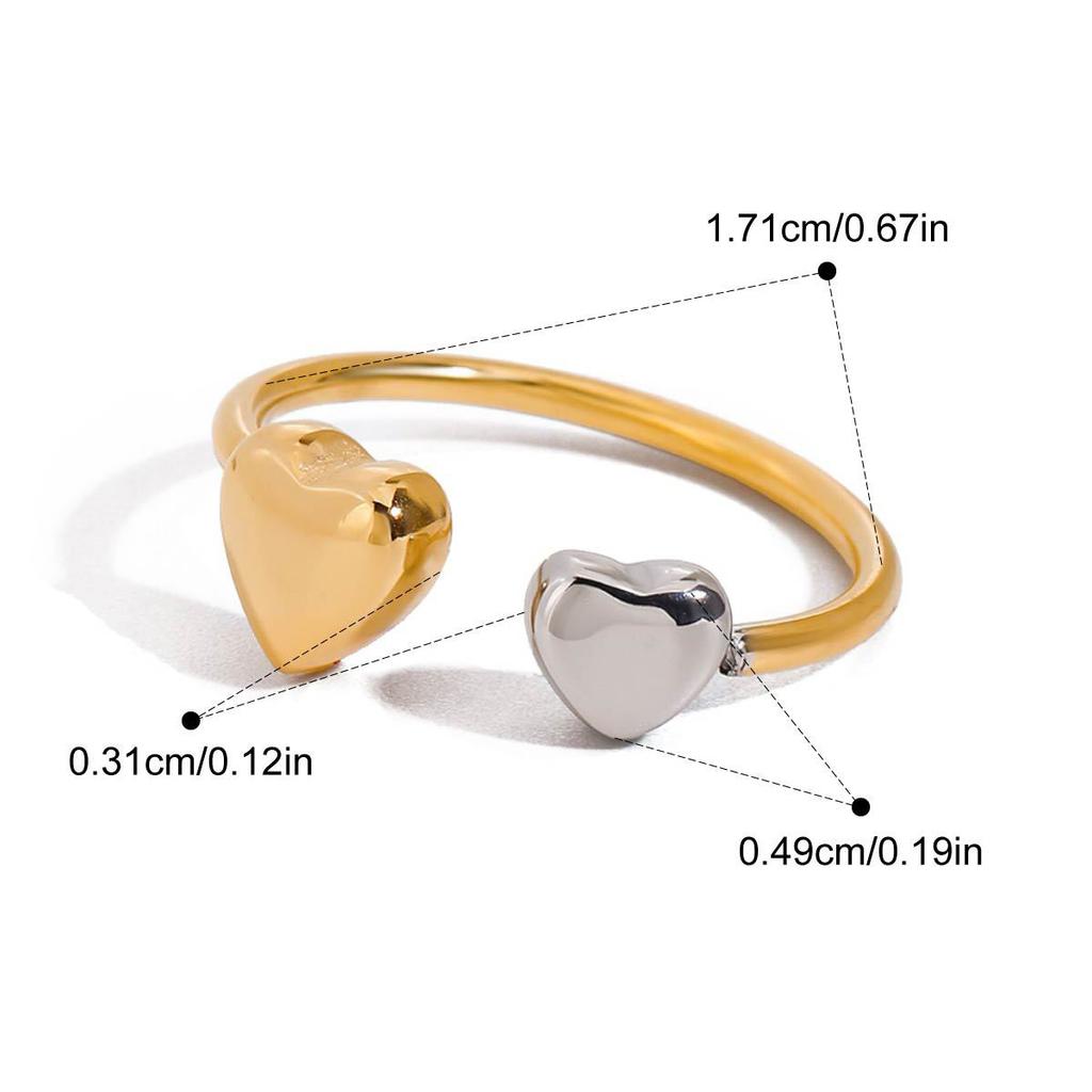 Yori Trendy Heart Golden Ring for Women Stainless Steel High Quality PVD Plated Finger Jewelry Gift Wholesale