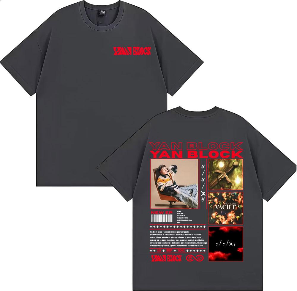 Rapper Yan Blocks Vaciles Album 2025: Herrenbekleidung, Modetrend, Hip-Hop Sommerdruck, 100% reine Baumwolle T-Shirt