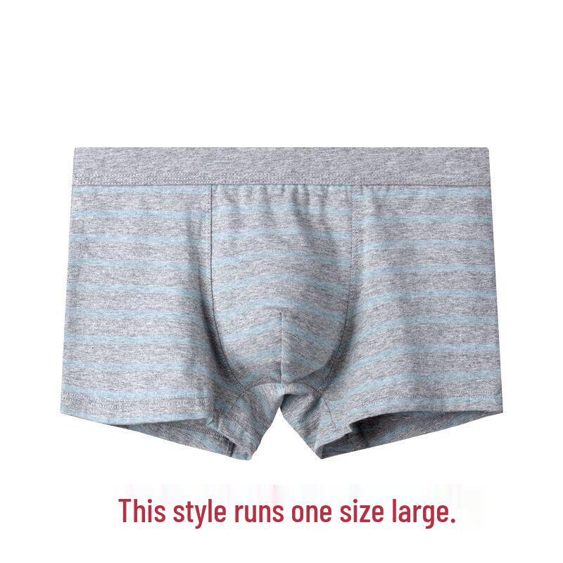 Pure Cotton Striped Men's Mid-Waist Boxer Briefs, Plus Size, Sporty and Trendy.