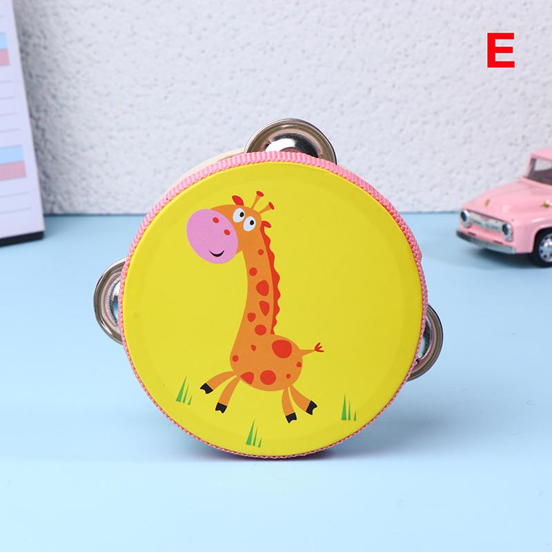 10CM Wooden Tambourine for Kids - Manual Percussion Hand Drum Educational Musical Instrument Game for Children