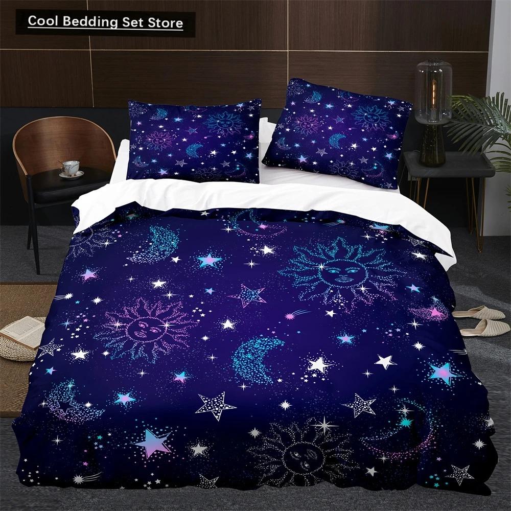 Sun Moon King Queen Duvet Cover Boho Magic Style Bedding Set for Teens Adults Golden Exotic Tribe 23pcs Polyester Quilt Cover