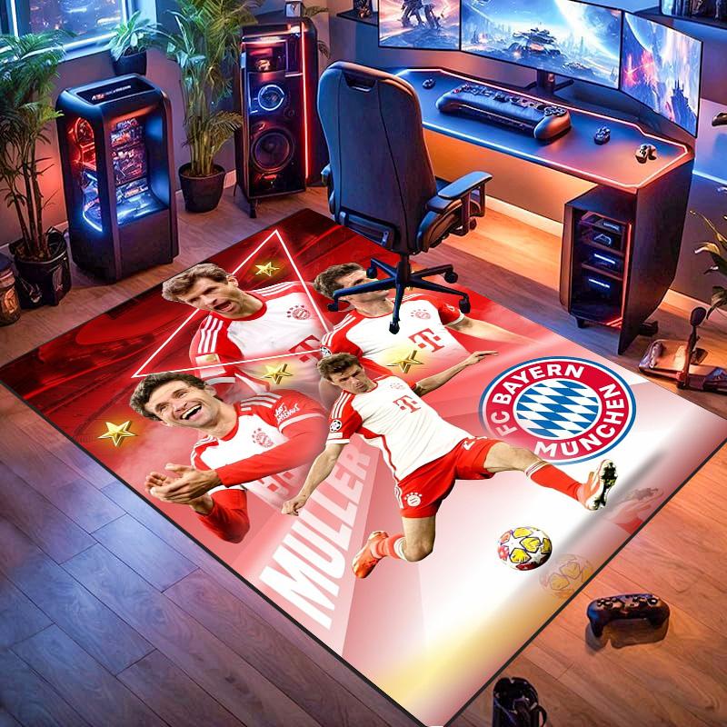 Thomas Muller Bayern Munich Football Star Collage Print Area Rug Non‑Slip Rectangular Floor Mat Soccer Fan Decor Rug for Bedroom Living Room