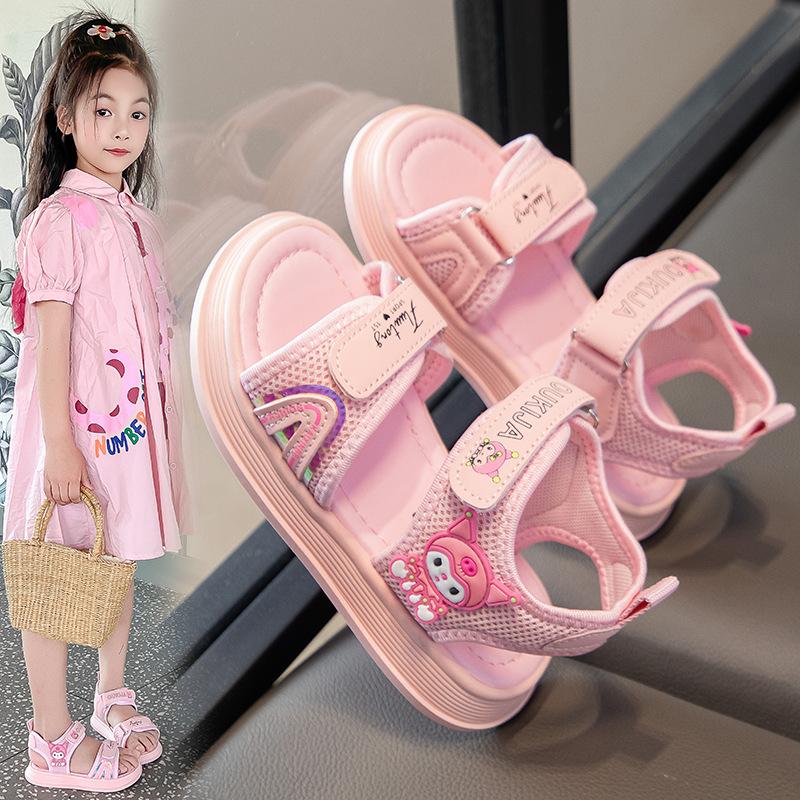

Summer Girls Princess Sandals Cute Soft Sole Baby Beach Shoes Fashionable Childrens Footwear size 26 розовый