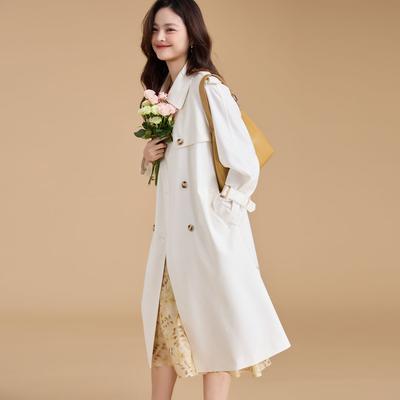 Vertikaler Old Money Twill ist nicht leicht zu knittern TR elegantes Pendler-Temperament Trenchcoat Kragen klassischer Mantel 23278