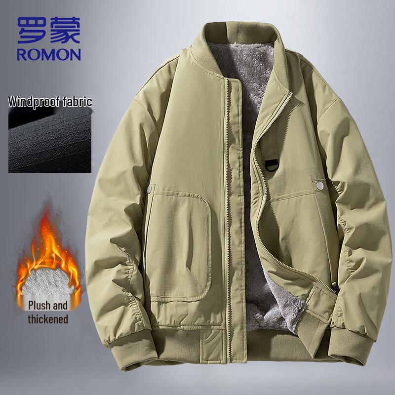 

ROMON Men s Autumn/Winter Fleece Lined Thick Loose Fit Jacket 7XL