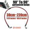 10mm 90 Grad Motorrad Dirt Bike Geflochtene Leitung Stahl Bremsleitungskabel Hydraulisches Banjo-Rohr 300mm-2200mm Für Universelles Racing