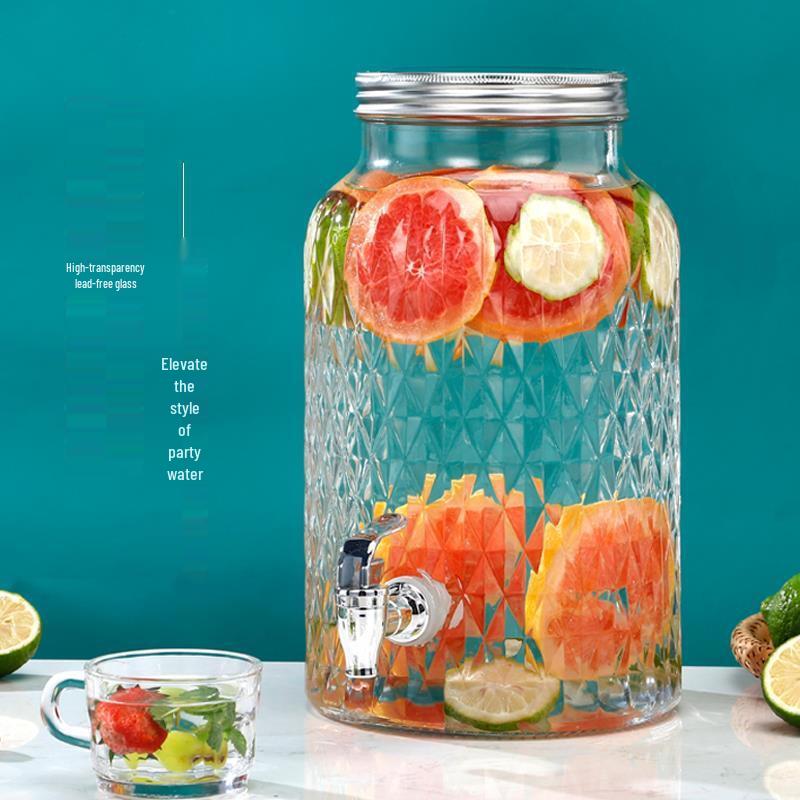 Haofeng 5.5L Glass Beverage Dispenser with Faucet & Stand