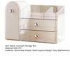 Cosmetic Storage Box with Removable Drawer 3-Layer Makeup Organizer with 27 Brush Slots Dustproof Moisture-Proof Makeup Brush Holder
