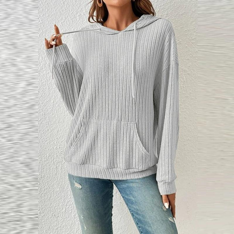 Autumn Winter Knitted Hoodie Strap Pit Bar Pocket Long Sleeve Hoodie Solid Color Loose And Versatile Sweatshirt