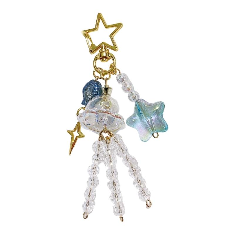 

Карамельно-цветная звезда, брелок-колокольчик для ключей, ремешок для камеры, пастельные тона, акриловая подвеска, цепочка для телефона, аксессуар для рюкзака синий