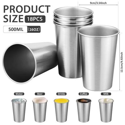 Stainless Steel Cups Stackable Metal Drinking Cups Reusable for Kids Adult Stackable Cup Drinking Glasses Travel 500ml
