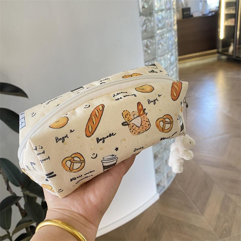 Simple Self-made Food Printed Pencil Case Cute Fresh Girlish Large-capacity Multifunctional Storage Bag Stationery Bag
