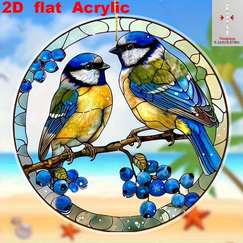2D Flat Bohemian Style Blue Impact Bird Design Acrylic Decoration Sign Suitable for Wall Decoration, Porch, Room, Villa, Accents Home, Hallway, or Wor