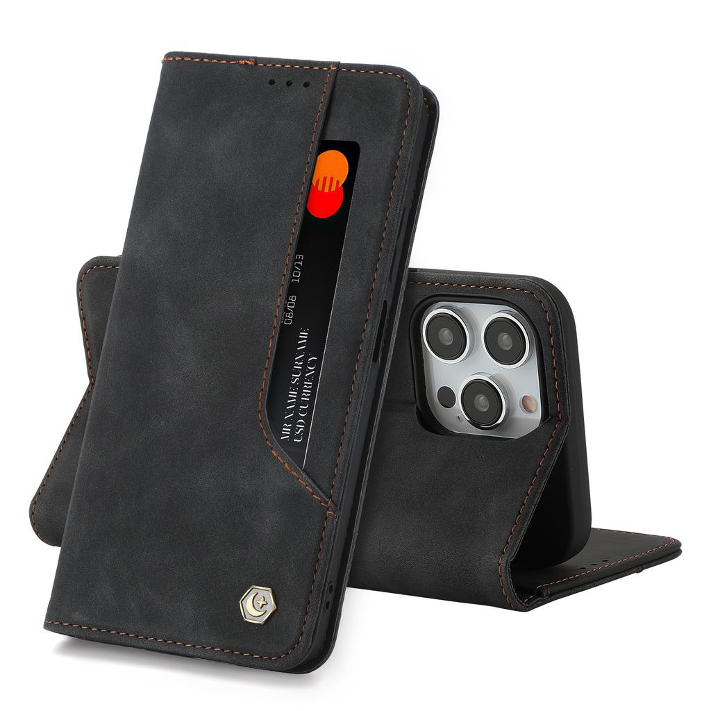  Vintage Strong Magnetic Wallet Case for iPhone 17 & Samsung S25 Ultra - Retro Flip Leather Card Holder Cover