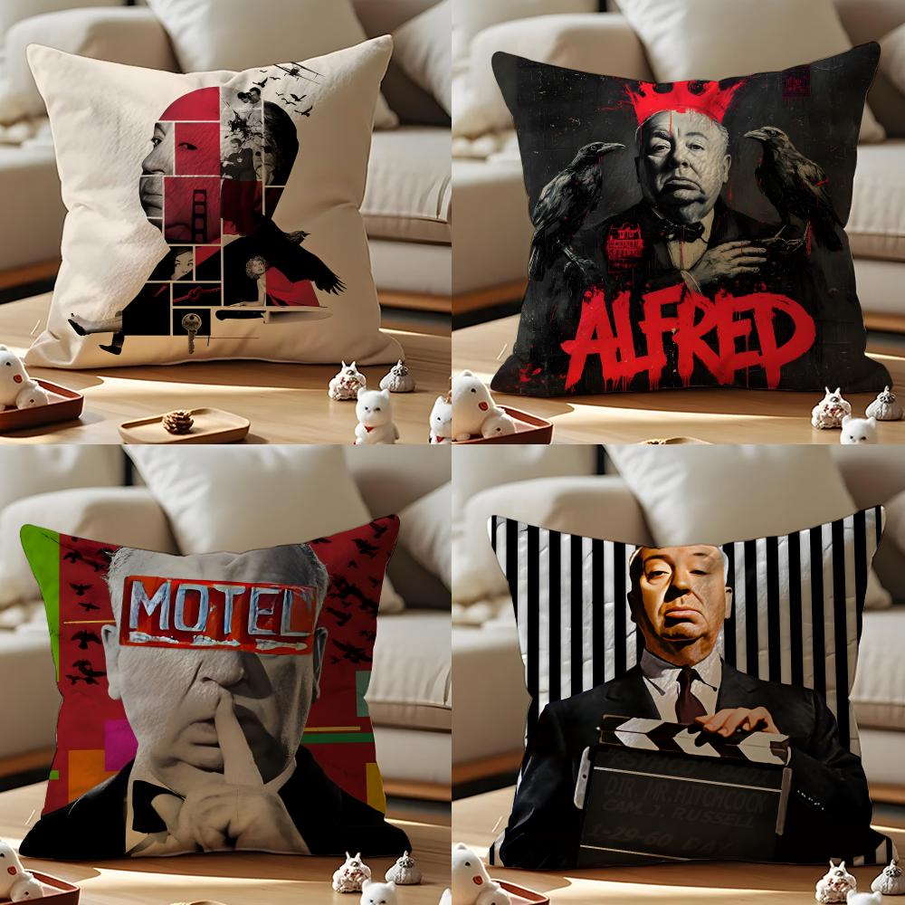 Alfred Hitchcock Cushion Cover Anti-dustmite Pillowcase Invisible Zipper Silky Short Plush Sofa Cushion Cover