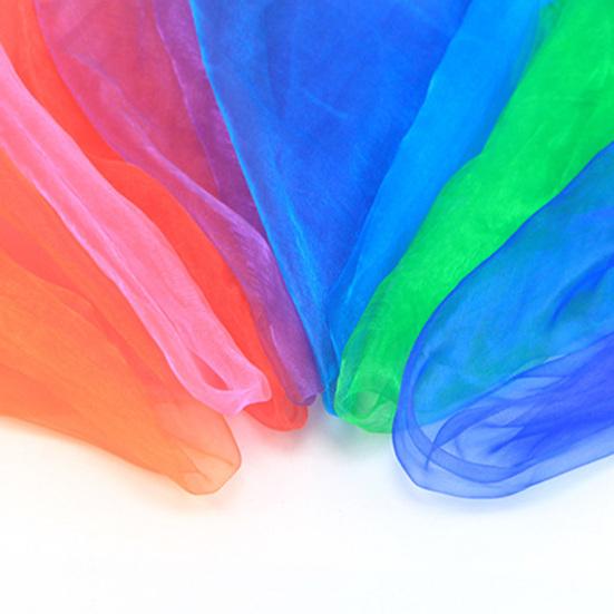 12Pcs Candy Color Square Artificial Silk Dance Scarves Magic Juggling Props