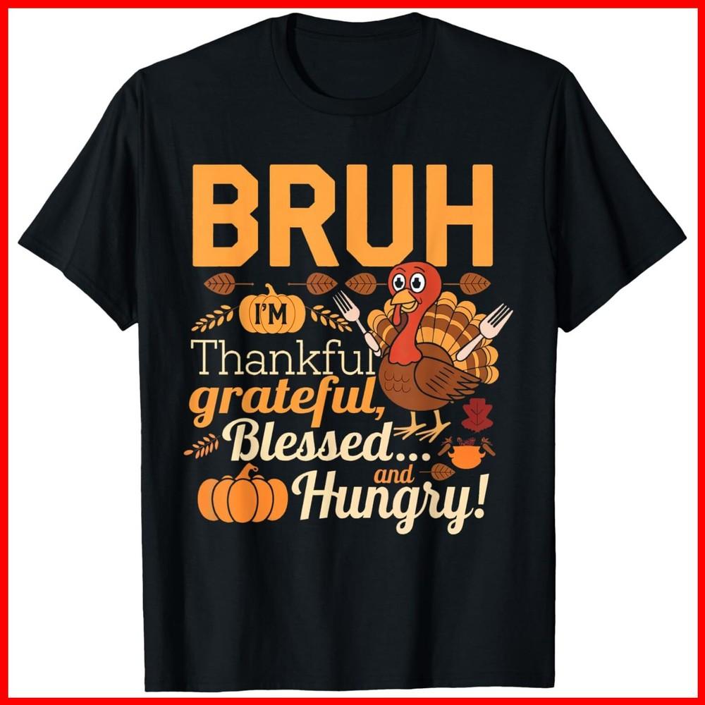 Thanksgiving Thankful Blessed Black Cotton T-Shirt Unisex T-Shirt S