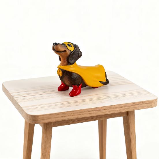 Hero Inspired Dachshund Ornament Yellow Cloak Red Boots Sausage Dog