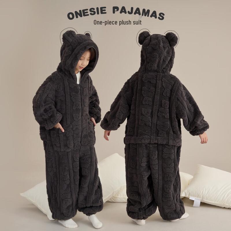 Children s Rabbit Plush Winter Warm Hooded Jumpsuit 130