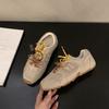 Läder tyska träningsskor dam 2025 vår nya retro plattbottnade mångsidiga färgmatchande avslappnade sport Forrest Gump skor pappaskor