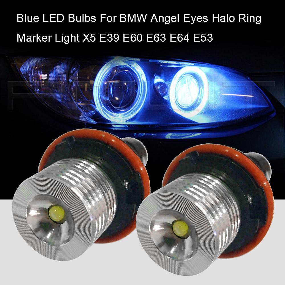 Blue Angel Eye Halo Rings For BMW E39 E53 E60 E61 E63 E64 E65 E66 E87 - 5W Marker Side Lights Replacement