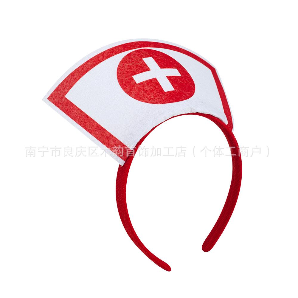 Halloween nurse hat, headband, cos party performance dress, masquerade headband (2pcs)
