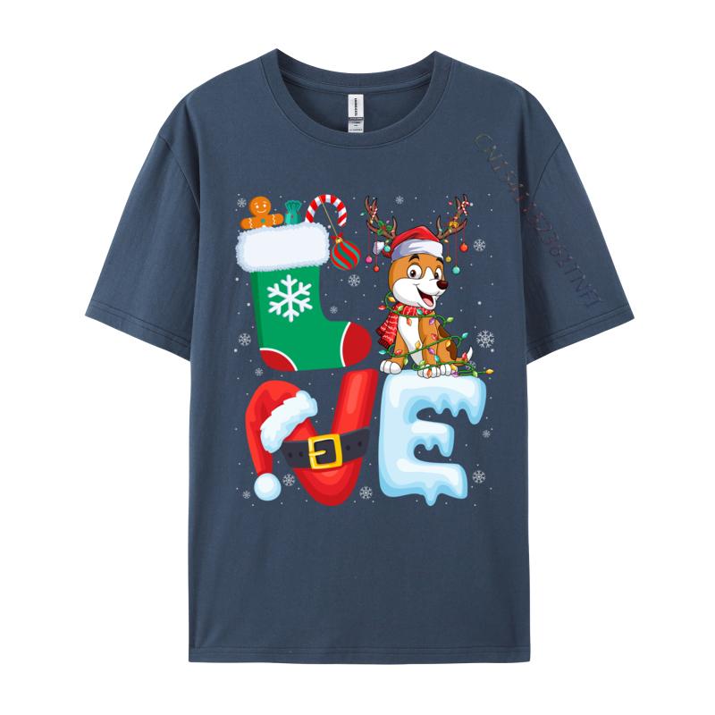 Dog Lover Santa Hat Christmas Tree Lights Dog Owner Xmas Tshirt Oversize Cotton Shirt For Men T-Shirt