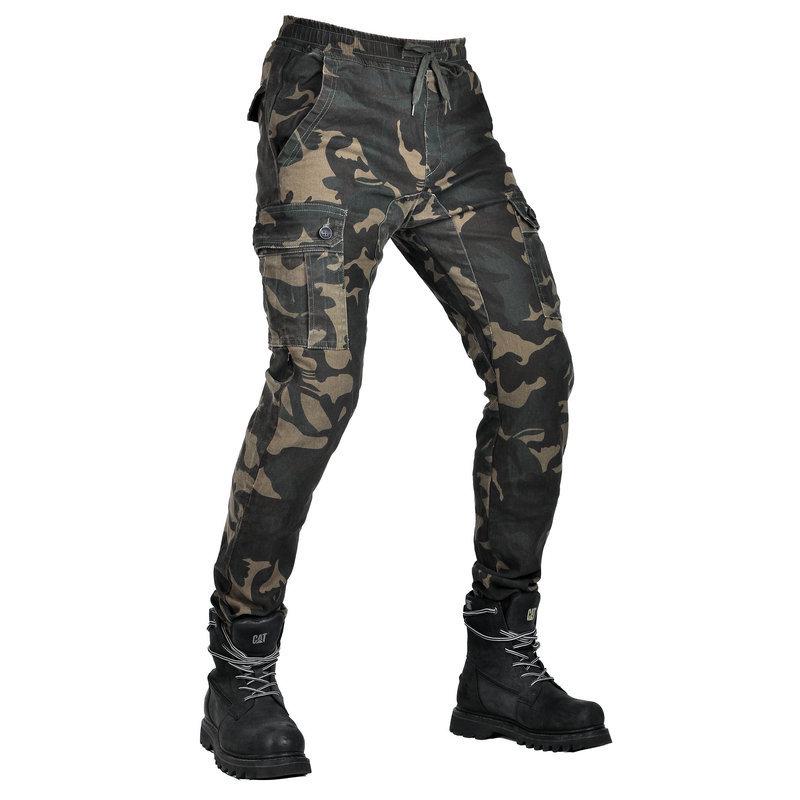 Men's Camouflage Motorcycle Jeans: Slim Fit, Multi-Pocket, Four Seasons, Anti-Fall Riding Pants.