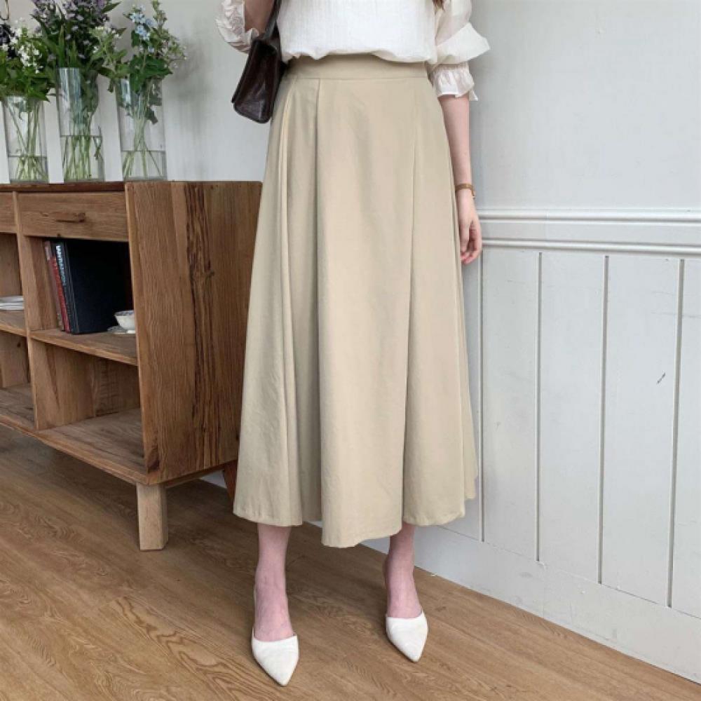 New ArrivAlS Open Run Women S clASSic Solid PleAted A Line Long Skirt