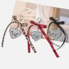 Exquisite Silver Heart Mirror Bow Keychain - Y2K Style Bag Charm