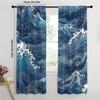 2PCS Digital Printed Curta, Deep Sea Waves Ocean Blue Marine, Window Treatments for Living Room Bedroom Kitchen Home Decor