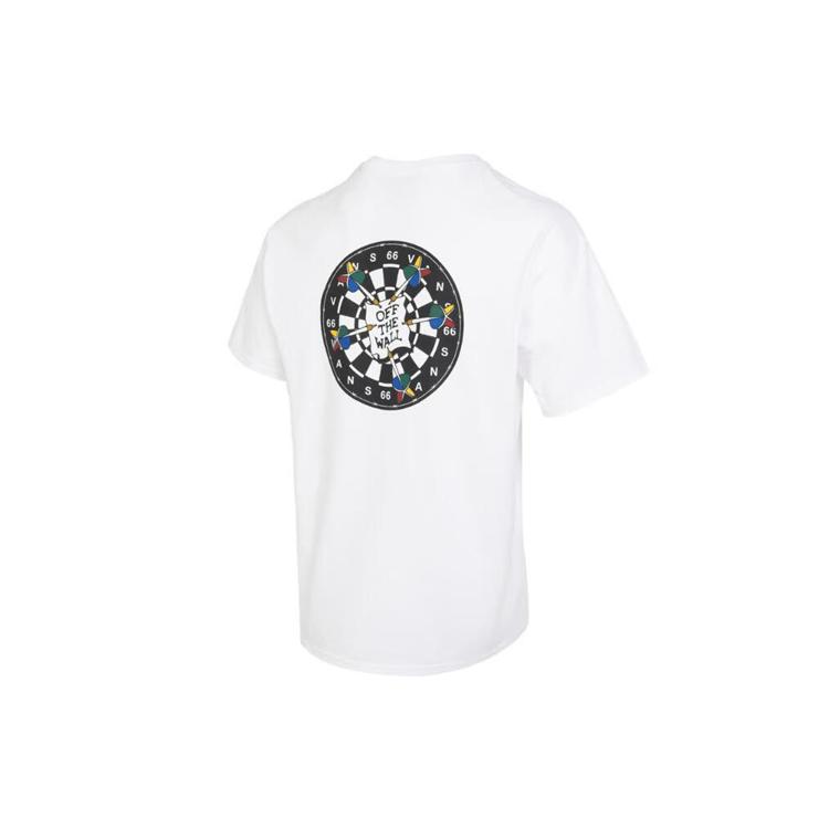 Vans Dart Board SS T Shirts Men's White Crew Neck Moderate Straight Fit VN0008Z9WHT