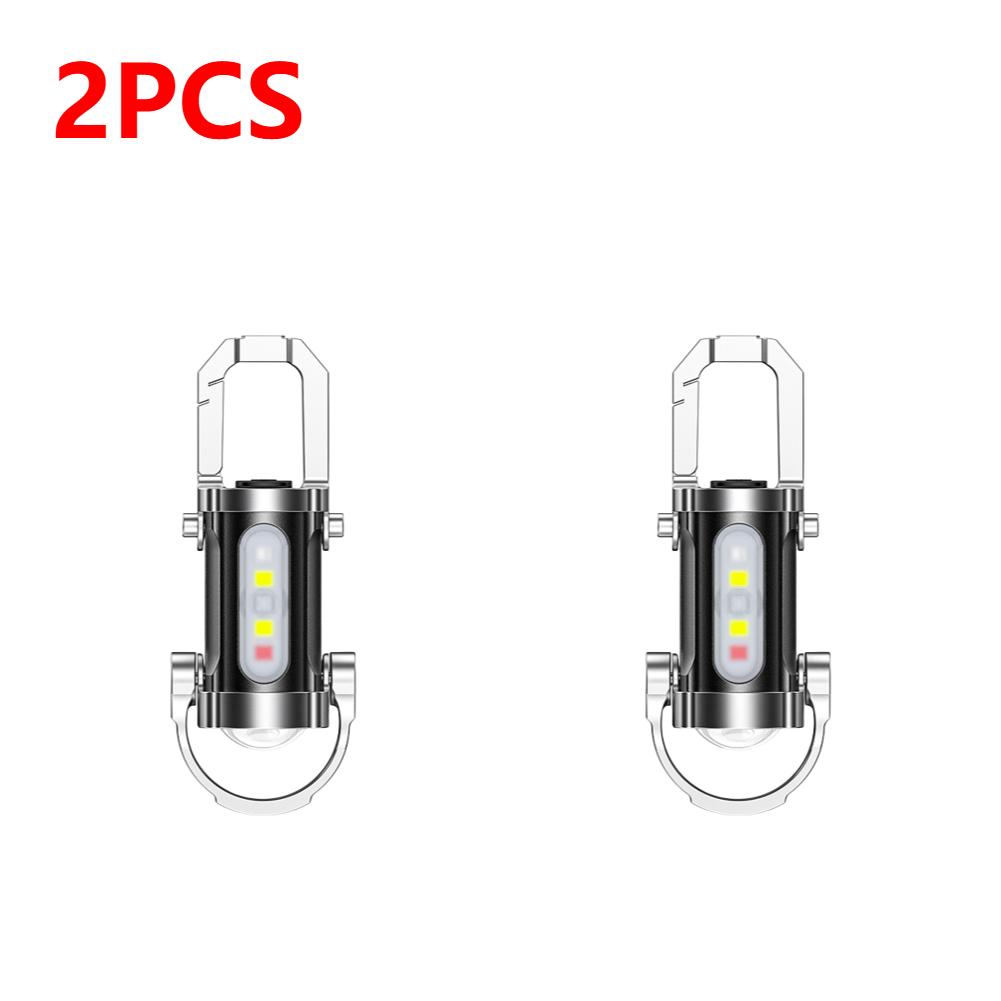 1-5PCS LED COB Flashlight USB Rechargeable Torch Aluminum Alloy Keychain Lamp Portable Pocket Outdoor Camping Working Lantern