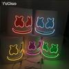Máscara Marshmello DJ Brillante Hip Hop Baile Bar Discoteca Espectáculo Accesorios DIY LED Marshmallow Cos Máscara Diy Hombres DJ Disco Máscara Disfraz